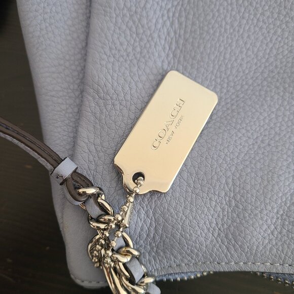 Coach Mia Blue Pebble Leather Shoulder Bag F73196 - Picture 8 of 10